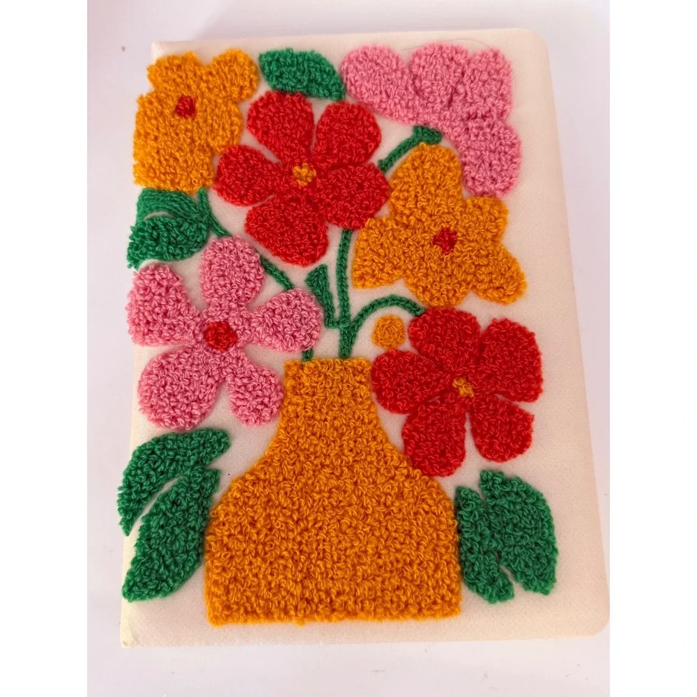 Corner Office by Jot Tufted Floral Embroidery Crewel Lined Notebook 6x8.5 Boho